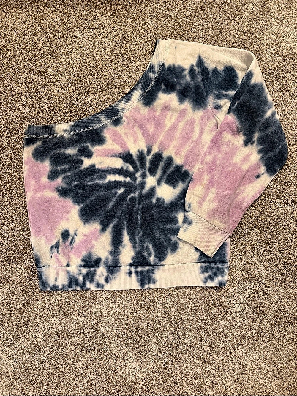 Ocean Drive Tie-Dye one shoulder Sweatshirt in Pink & Blue Like New, sz lg